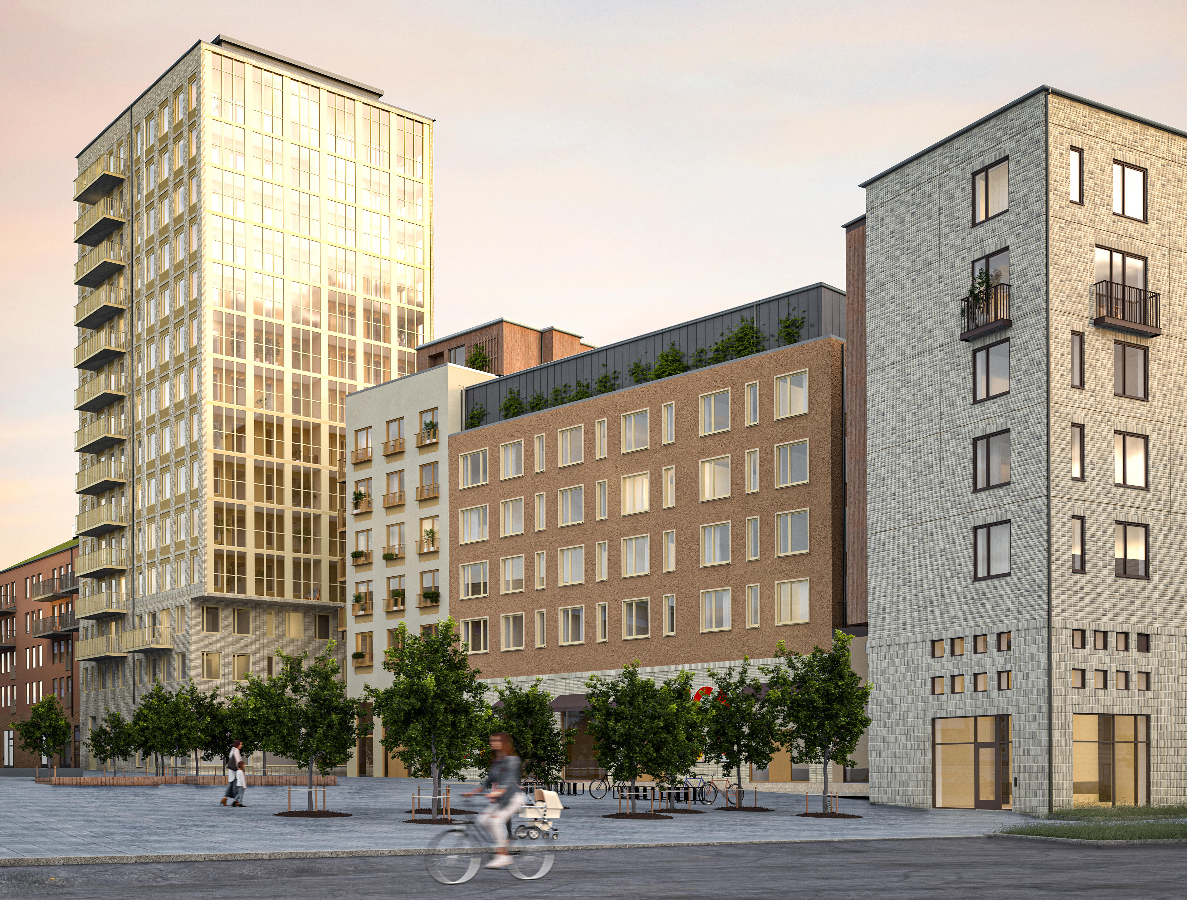 Exteriör över Granitor Properties bostäder Brf Torgterrassen i Uppsala